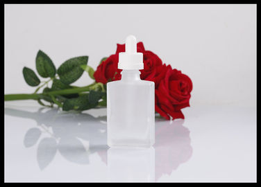 China White Frosted Square Amber Glass Bottles , Resealable Square Glass Dropper Bottles supplier