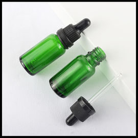China Green Essential Oil Glass Bottles Cosmetic Dropper Container 30ml TUV Approval supplier