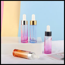 China Colored Glass Cylindrical Dropper Bottle , Cosmetic Serums Essence Bottle 20ml supplier