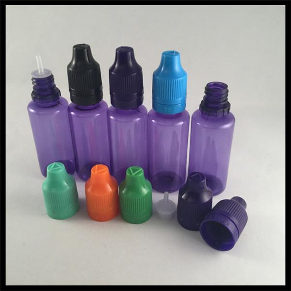 Purple 20 Ml Plastic Dropper Bottles , Health And Safety PET Ejuice Oil Dropper Bottle