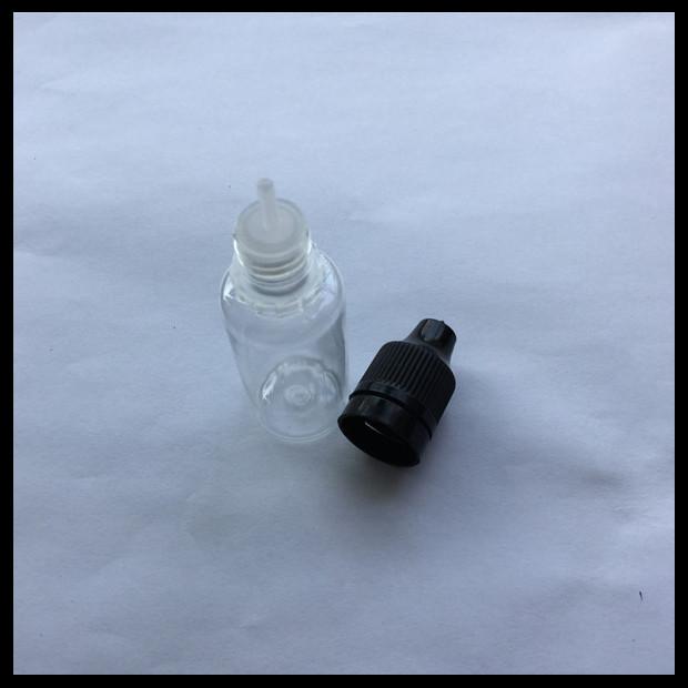 Transparent PET E Liquid Bottles 15ml Long Thin Tip Dropper With Childproof Tamper Cap