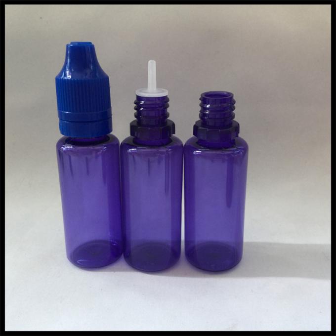Purple PET E Liquid Bottles , PET Plastic Squeezable Dropper Bottles 15ml Capacity
