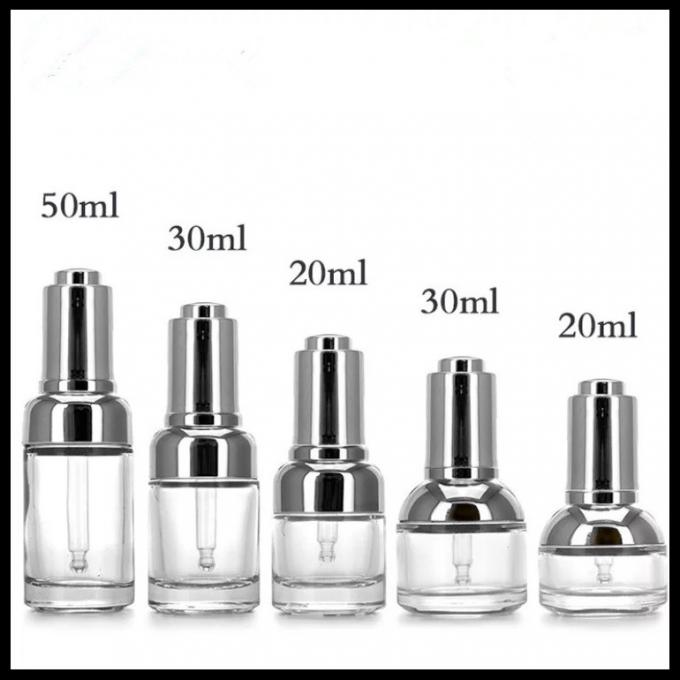 Clear Glass Dropper Bottles Easy Carrying With Gold / Silver Press Lid Cap