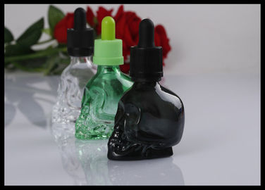 China Skull 30ml Essential Oil Glass Dropper Bottles Clear Green Black Bottle supplier