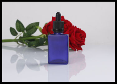 China Flat Square Essential Oil Glass Bottles Blue Matte Color For Perfume Packing supplier