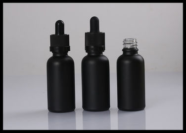 China Matte Black Frosted Essential Oil Glass Bottles Cosmetic Liquid Containers supplier