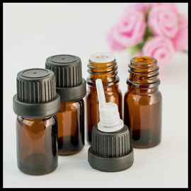 China 10ml Brown Essential Oil Glass Bottles With Anti Theft Black Head Inner Plug supplier