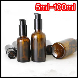China Brown Color Essential Oil Glass Dropper Bottle Black Pump For Cosmetic Lotion supplier