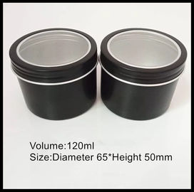 China Durable Aluminum Cosmetic Containers 120g Cream Jar Black Metal Tin Cans Screw Cap supplier