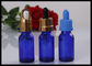 Blue Glass Dropper Bottles , Empty Essential Oil Bottles With Childproof  Caps supplier