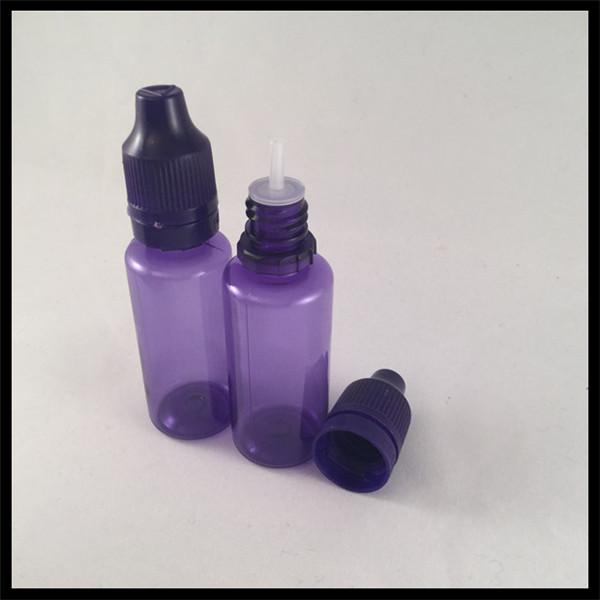 Purple 20 Ml Plastic Dropper Bottles , Health And Safety PET Ejuice Oil Dropper Bottle