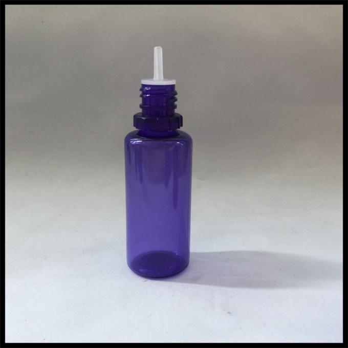Purple PET E Liquid Bottles , PET Plastic Squeezable Dropper Bottles 15ml Capacity