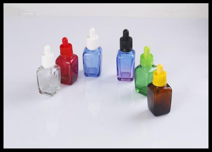 Essential Oil Glass Dropper Bottle 30ml  Cosmetic  Amber Square Green Bottle
