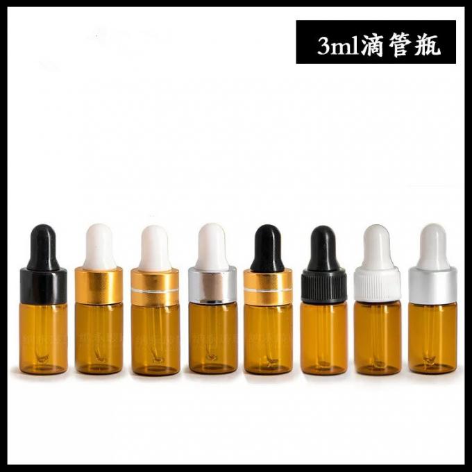 Mini Size Essential Oil Glass Bottles Normal Cap For Serum / Perfume 1ml 2ml 3ml 5ml
