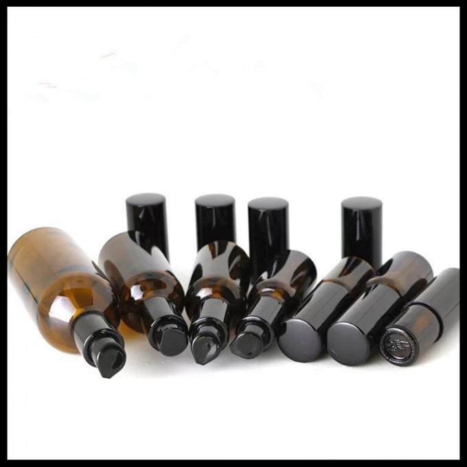 Brown Color Essential Oil Glass Dropper Bottle Black Pump For Cosmetic Lotion