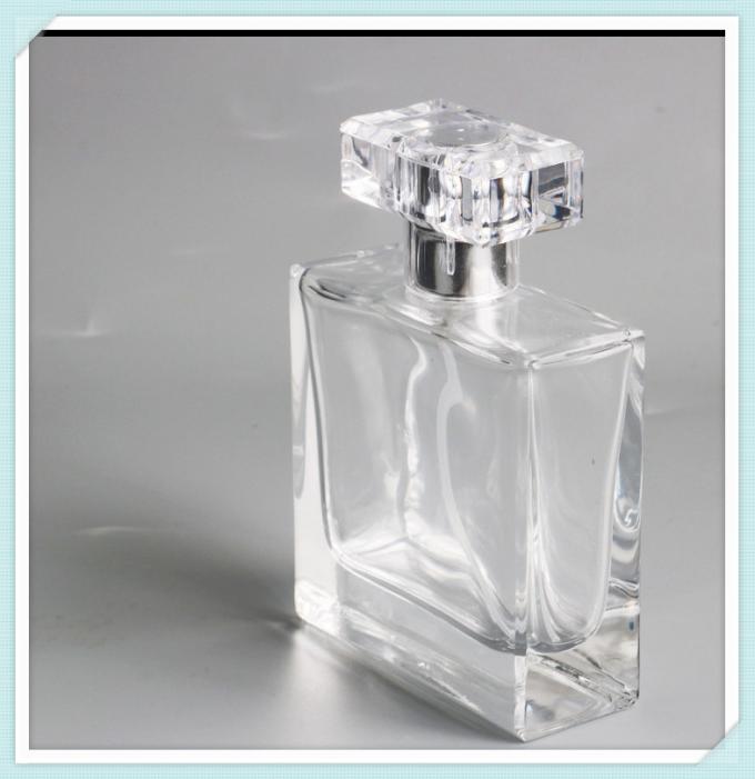 Square Perfume Spray Bottles Empty Glass Atomizer Container Clear 50ml Capacity