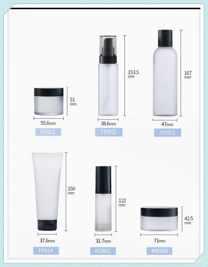 Clear Frost Cosmetic Packaging Bottles Set Cream Jar Facial Tube With PP Cap