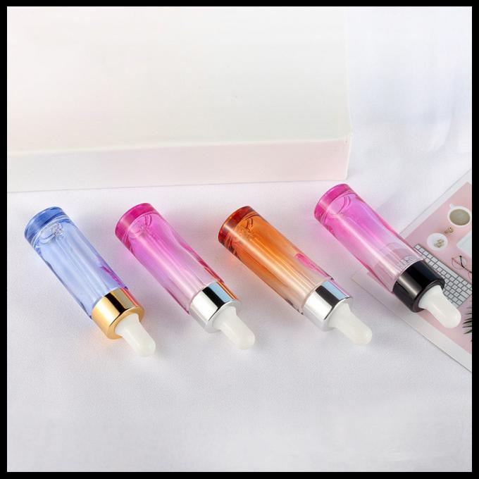 Colored Glass Cylindrical Dropper Bottle , Cosmetic Serums Essence Bottle 20ml